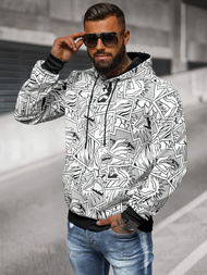 Ανδρικό Φούτερ με Kουκούλα λευκό OZONEE JS/8B1256/1