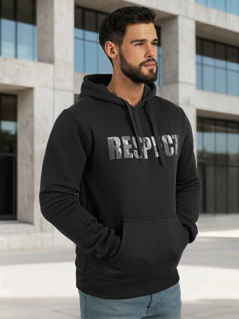 Ανδρικό Φούτερ με Κουκούλα μαύρο OZONEE JS/8B1759/3