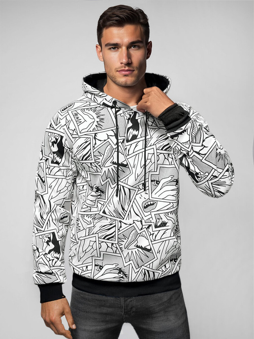 Ανδρικό Φούτερ με Kουκούλα λευκό OZONEE JS/8B1256/1Z