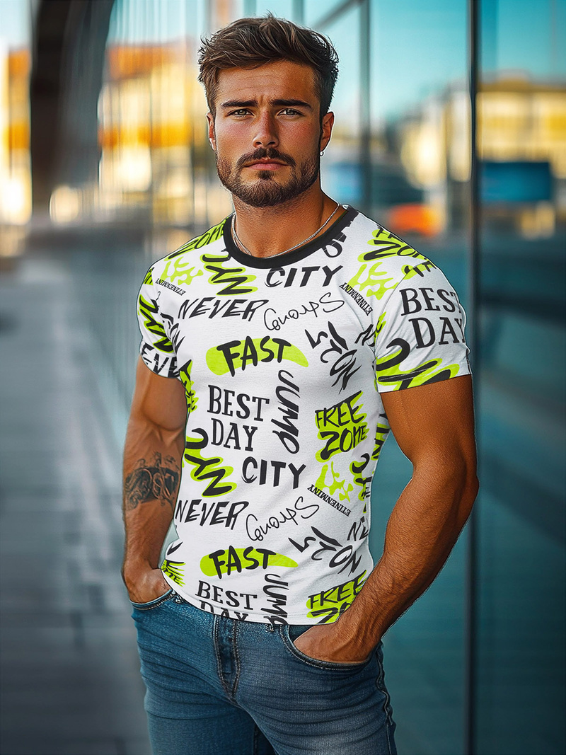 Ανδρικό μπλουζάκι λευκό OZONEE JS/8T1210/1Z