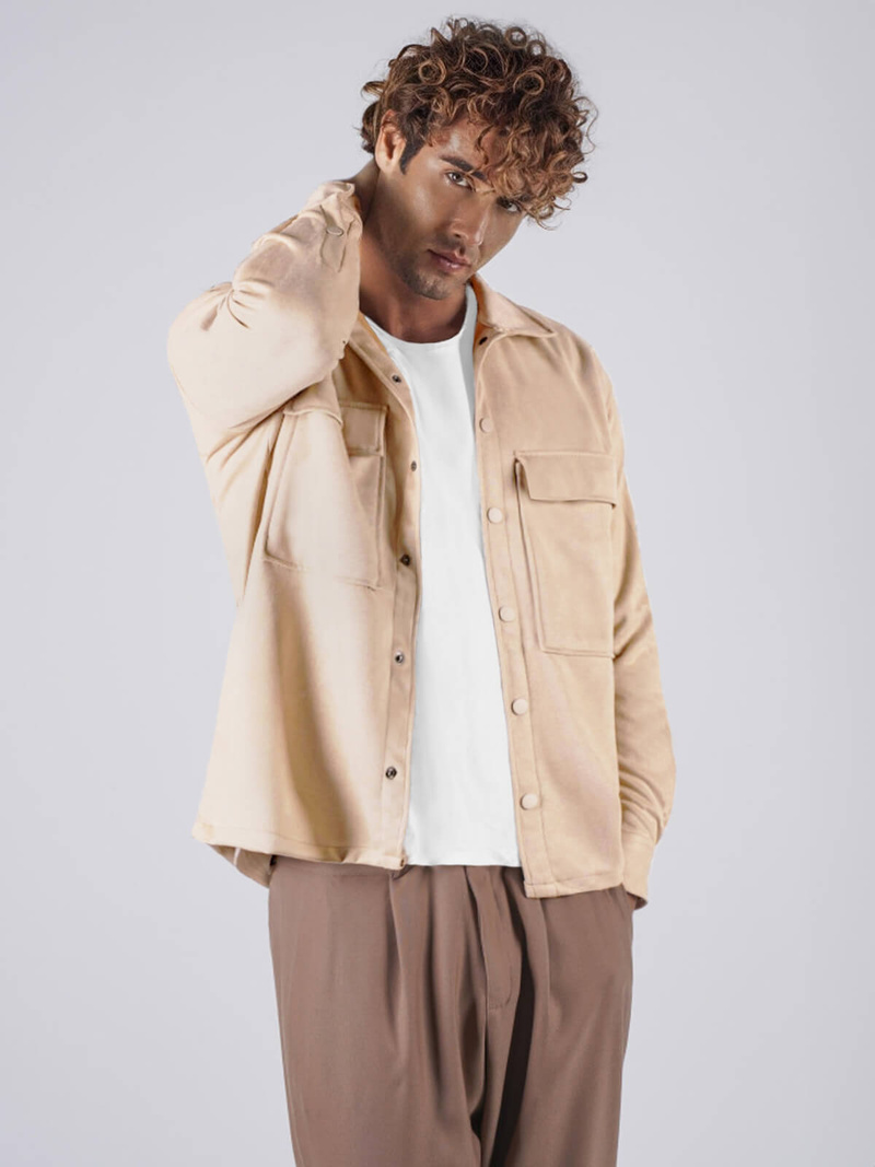 Ανδρικό πουκάμισο mπεζ OZONEE O/GOM23039