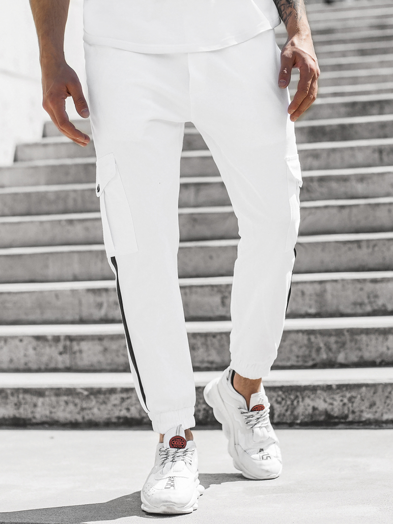 Ανδρικό παντελόνι chino jogger λευκό OZONEE DJ/5580