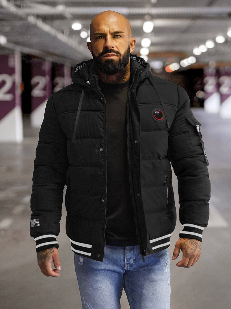 Ανδρικό μπουφάν mαύρος OZONEE JS/57M7501/392