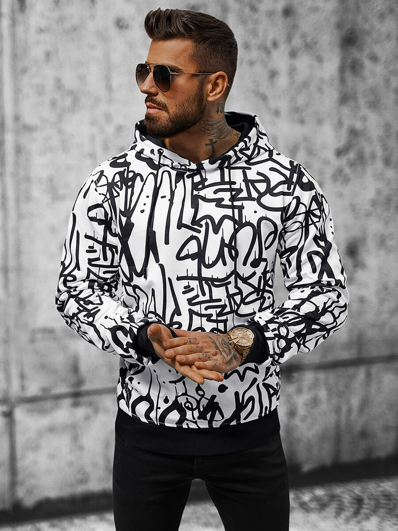 Ανδρικό Φούτερ με kουκούλα λευκό OZONEE JS/8B1151/1