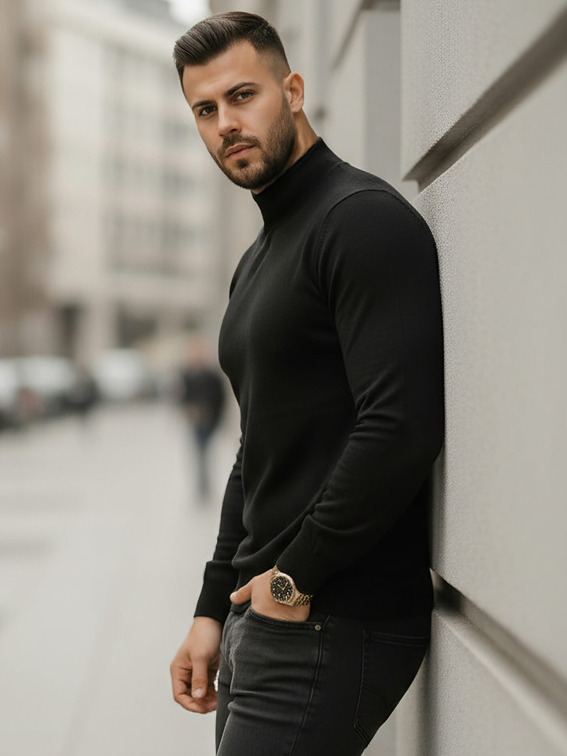 Ανδρικό πουλόβερ μαύρο OZONEE V/V24503