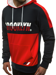 Ανδρικό Φούτερ με Κουκούλα ναυτικό μπλε-Κόκκινο OZONEE JS/DD20127