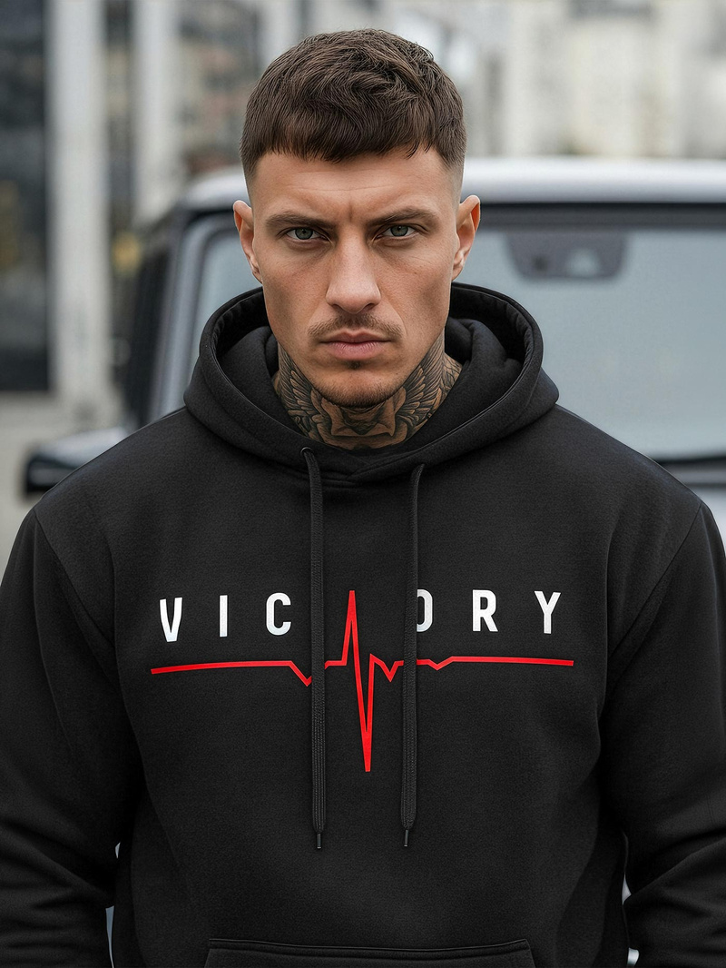 Ανδρικό Φούτερ με Κουκούλα μαύρο OZONEE JS/8B1757/3