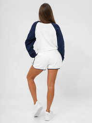Γυναικείο σετ φόρμας δύο κομματιών ασπρό-ναυτικό μπλε OZONEE JS/M58631AB