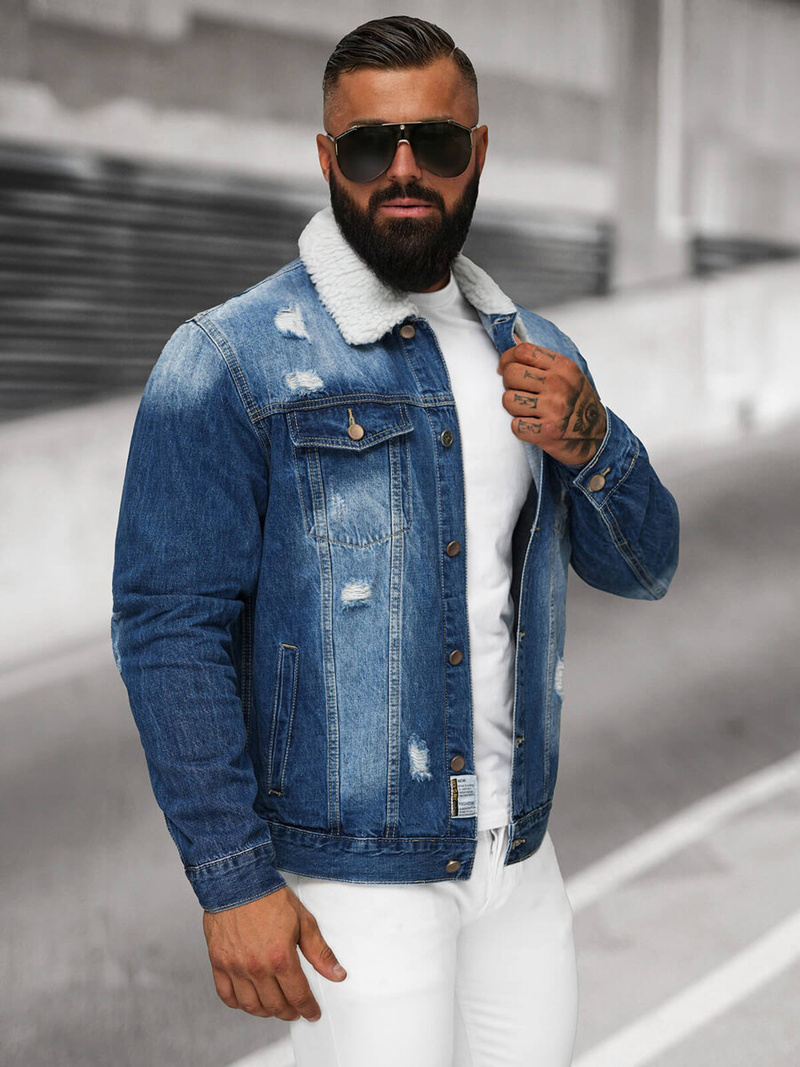 Ανδρικό τζιν μπουφάν σέρπα Μπλε OZONEE NB/MJ502BZ