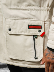 Ανδρικό χειμερινό μπουφάν μπεζ OZONEE JS/5M791/62