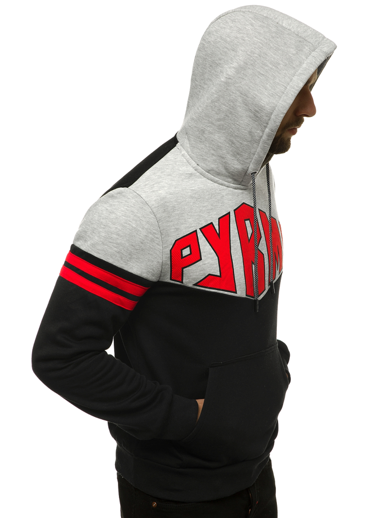 Ανδρικό Φούτερ με Κουκούλα γκρι-μαύρο OZONEE JS/KS2133