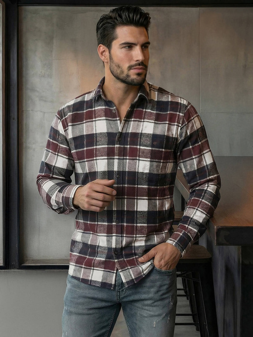 Ανδρικό πουκάμισο μπορντό OZONEE V/V174Z
