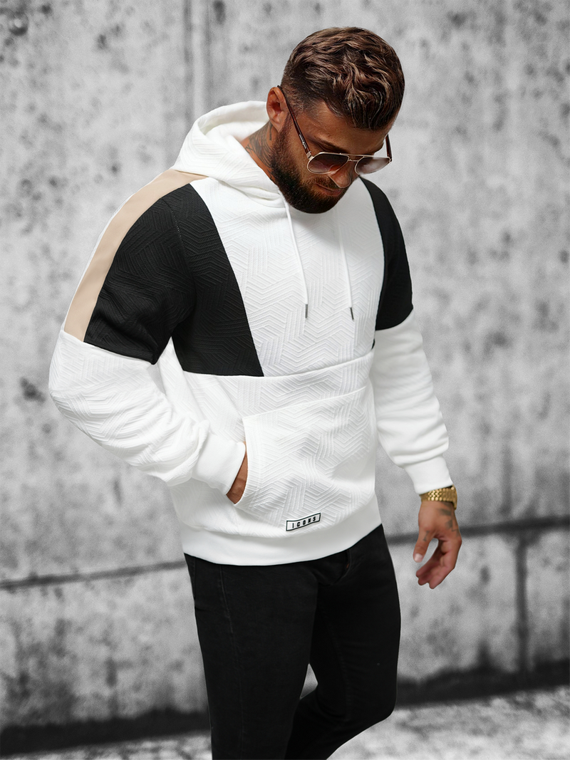 Ανδρικό Φούτερ με Κουκούλα λευκό OZONEE JS/3B577