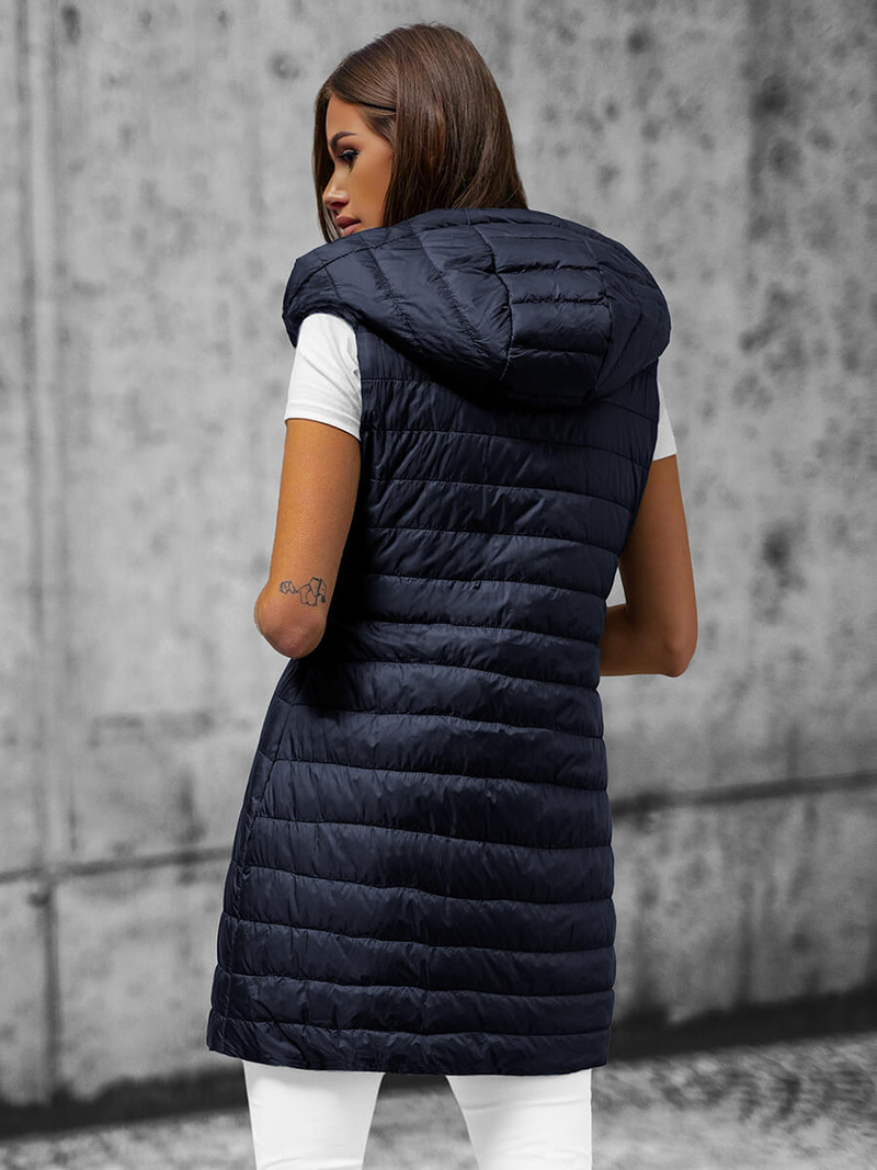 Γυναικείο αμάνικο μπουφάν ναυτικό μπλε OZONEE JS/16M9066/215