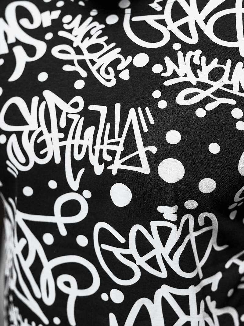 Ανδρικό μπλουζάκι μαύρο OZONEE JS/8T1216/3