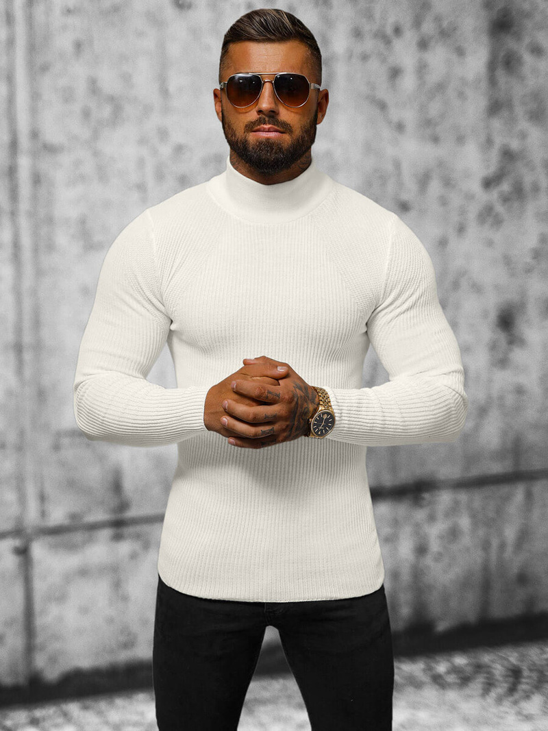 Ανδρικό πουλόβερ eκρού OZONEE L/2263Z