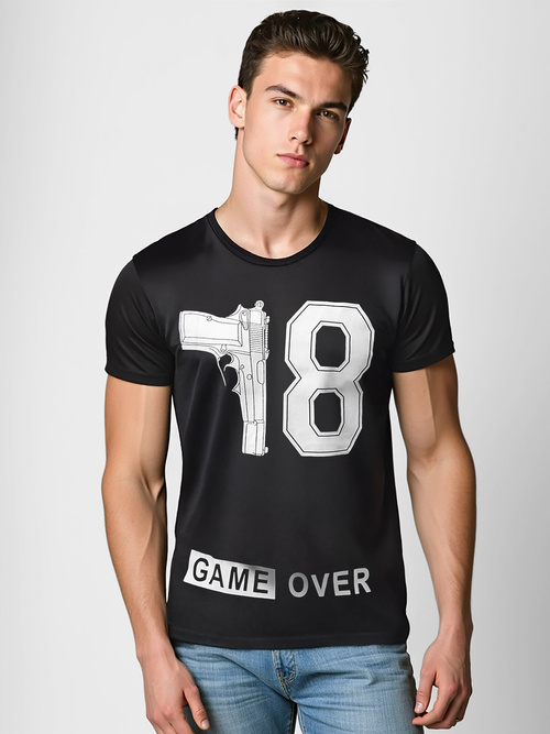 Ανδρικό μπλουζάκι μαύρο OZONEE O/T123/3Z