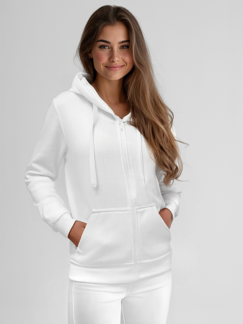 Γυναικείο φούτερ με κουκούλα λευκό OZONEE JS/W03Z