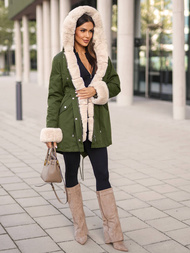 Γυναικείο χειμερινό μπουφάν Πράσινος OZONEE JS/M763/136Z