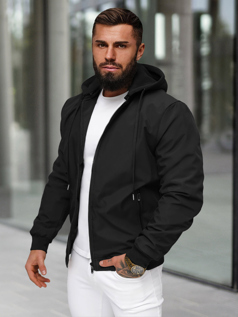 Ανδρικό μπουφάν μαύρο OZONEE JS/62M9502/392