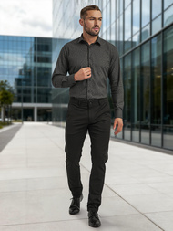 Ανδρικό πουκάμισο μαύρο OZONEE V/V184