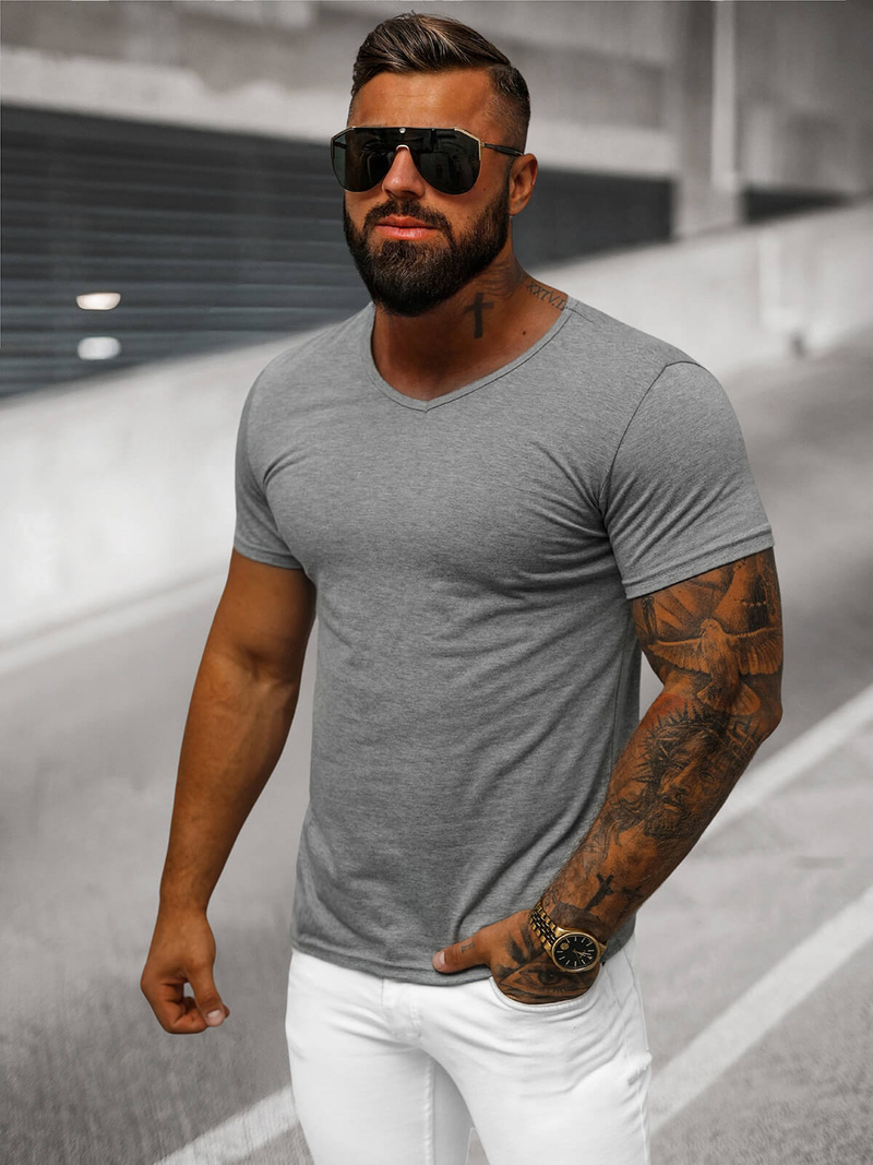 Ανδρικό μπλουζάκι γραφίτη OZONEE JS/712007Z