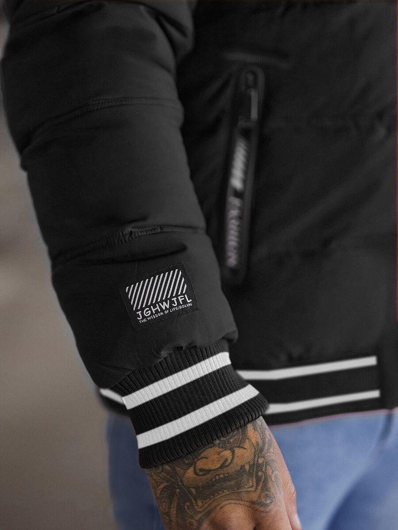 Ανδρικό μπουφάν mαύρος OZONEE JS/57M7501/392