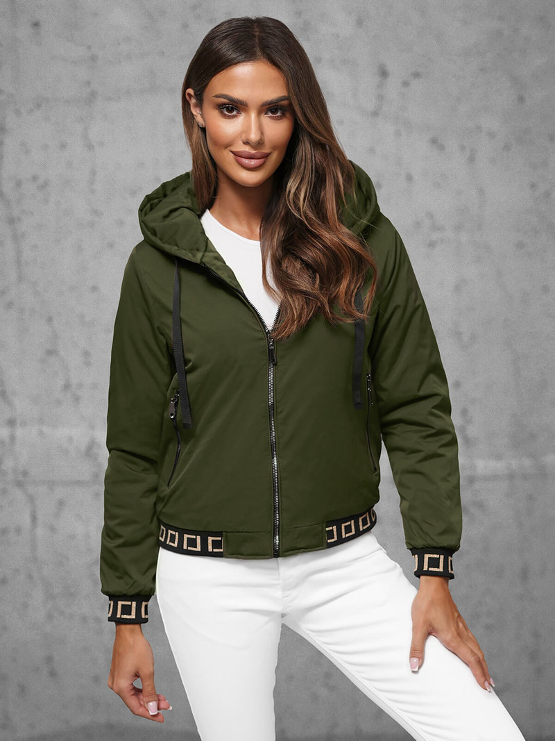 Γυναικείο μπουφάν Σκούρο πράσινο OZONEE JS/16M9083/136