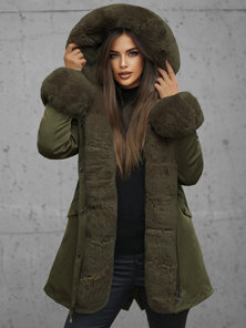 Γυναικείο χειμερινό μπουφάν Πράσινος OZONEE JS/16M9062/136
