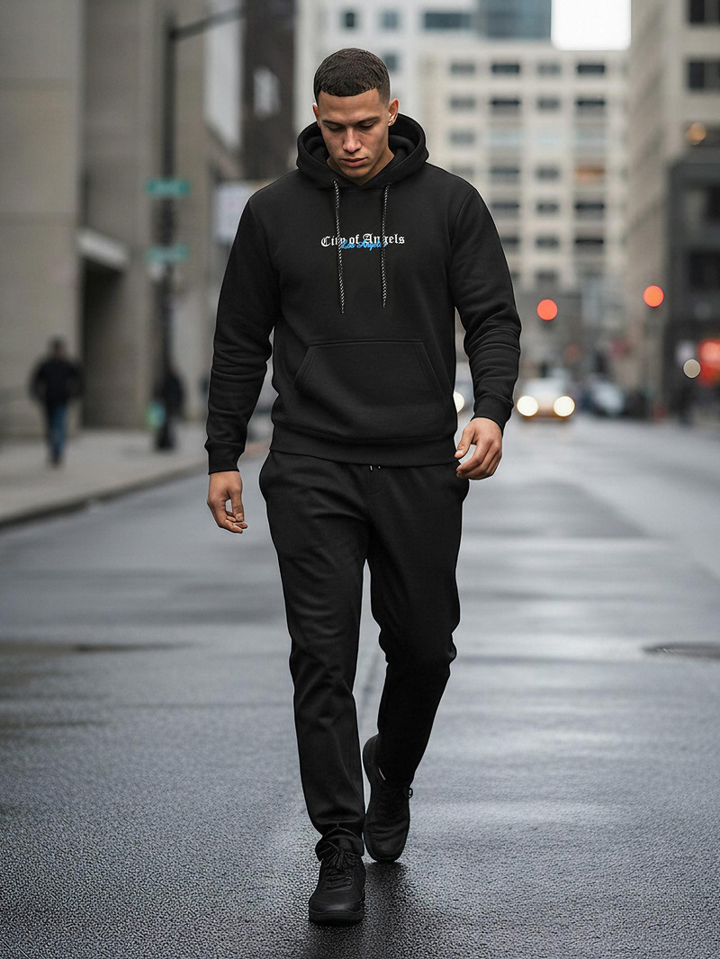 Ανδρικό Φούτερ με Κουκούλα μαύρο OZONEE JS/21B1901/3