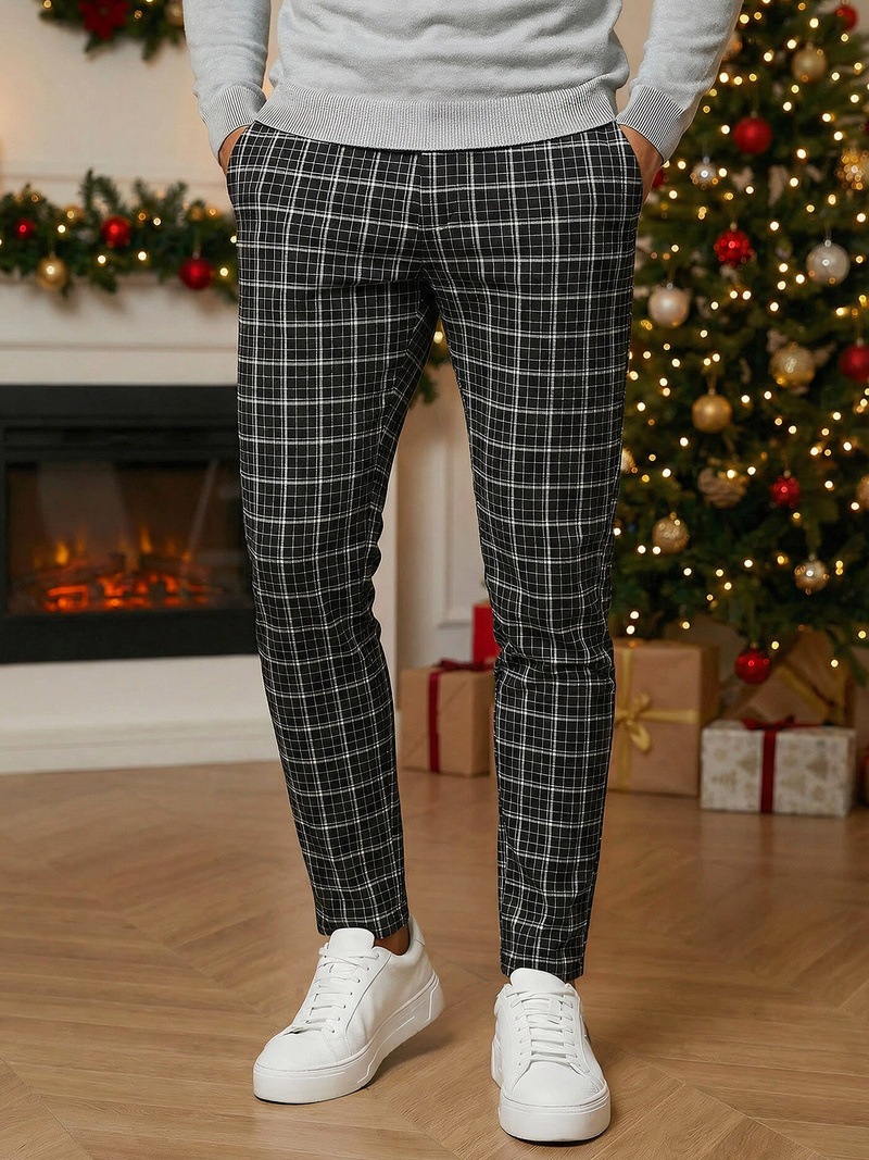 Ανδρικό παντελόνι chino μαύρο OZONEE DJ/5515Z