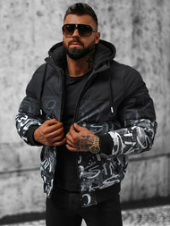 Ανδρικό χειμερινό μπουφάν το μαύρο-λευκό OZONEE JS/27M8102