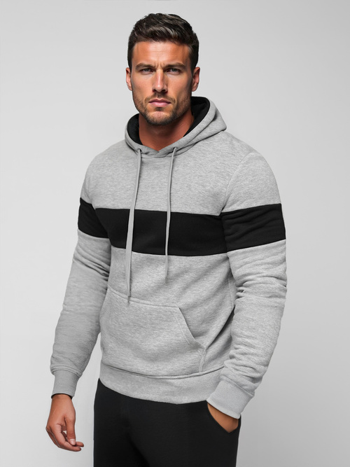 Ανδρικό Φούτερ με Κουκούλα Γκρί OZONEE JS/8B1316/2Z