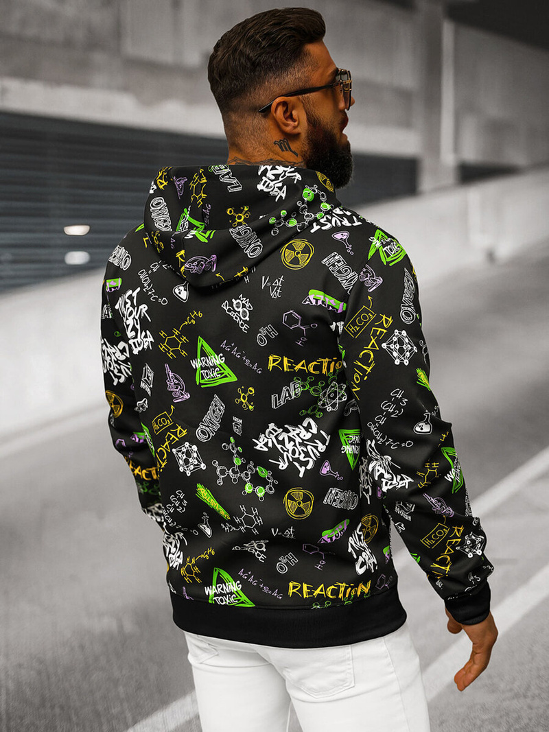 Ανδρικό Φούτερ με Kουκούλα Mαύρος OZONEE JS/8B1186/3