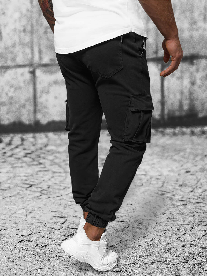 Ανδρικό παντελόνι chino jogger mαύρος OZONEE NB/MP0105NZ