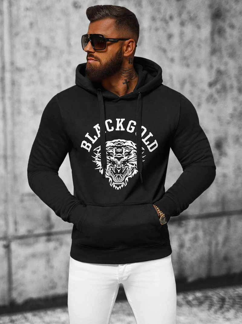 Ανδρικό Φούτερ με kουκούλα μαύρο OZONEE NB/MF2007