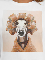 Γυναικείο μπλουζάκι Λευκό και mπεζ OZONEE JS/YJ77726