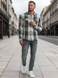 Ανδρικό πουκάμισο μαύρο άσπρο OZONEE NB/MC728N/4