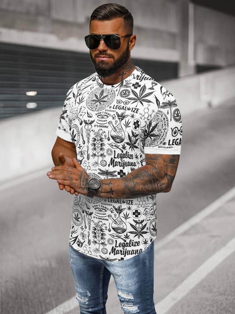 Ανδρικό μπλουζάκι λευκό OZONEE O/P1347