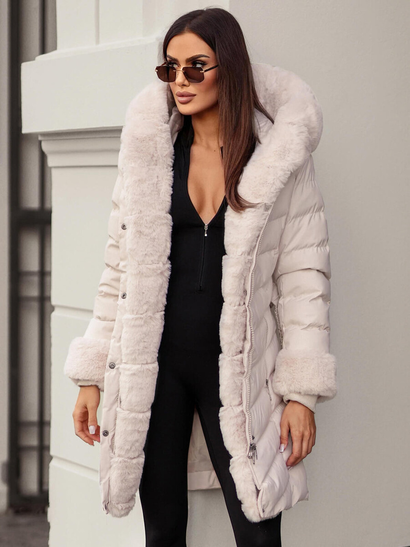 Γυναικείο μπουφάν εκρού OZONEE JS/5M3156/254Z