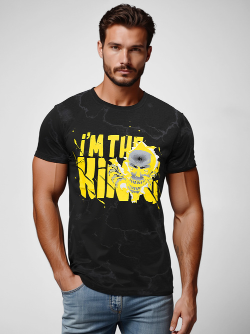 Ανδρικό μπλουζάκι μαύρο OZONEE JS/Y70028Z