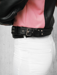 Γυναικείο δερμάτινο μπουφάν μαύρο OZONEE JS/11Z8126Z