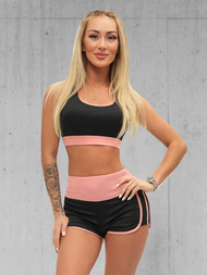 Γυναικείο σετ φόρμας δύο κομματιών μαύρο-Ροζ OZONEE O/XL011/54Z