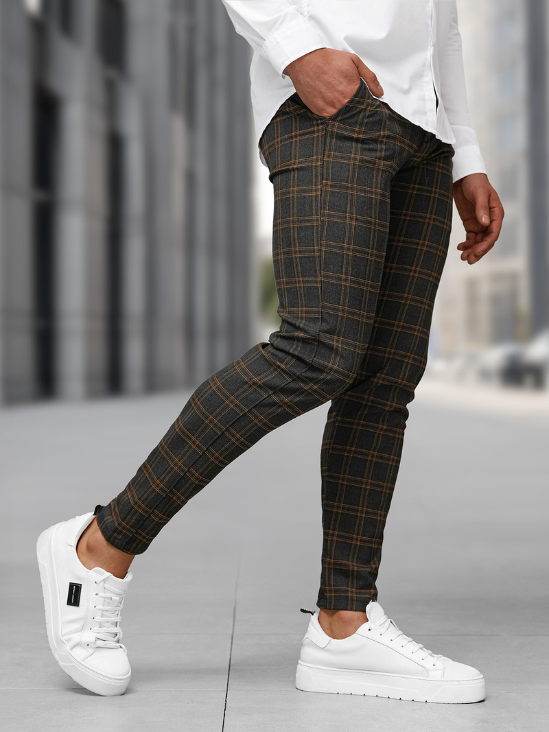 Ανδρικό παντελόνι chino γραφίτη OZONEE DJ/5632Z