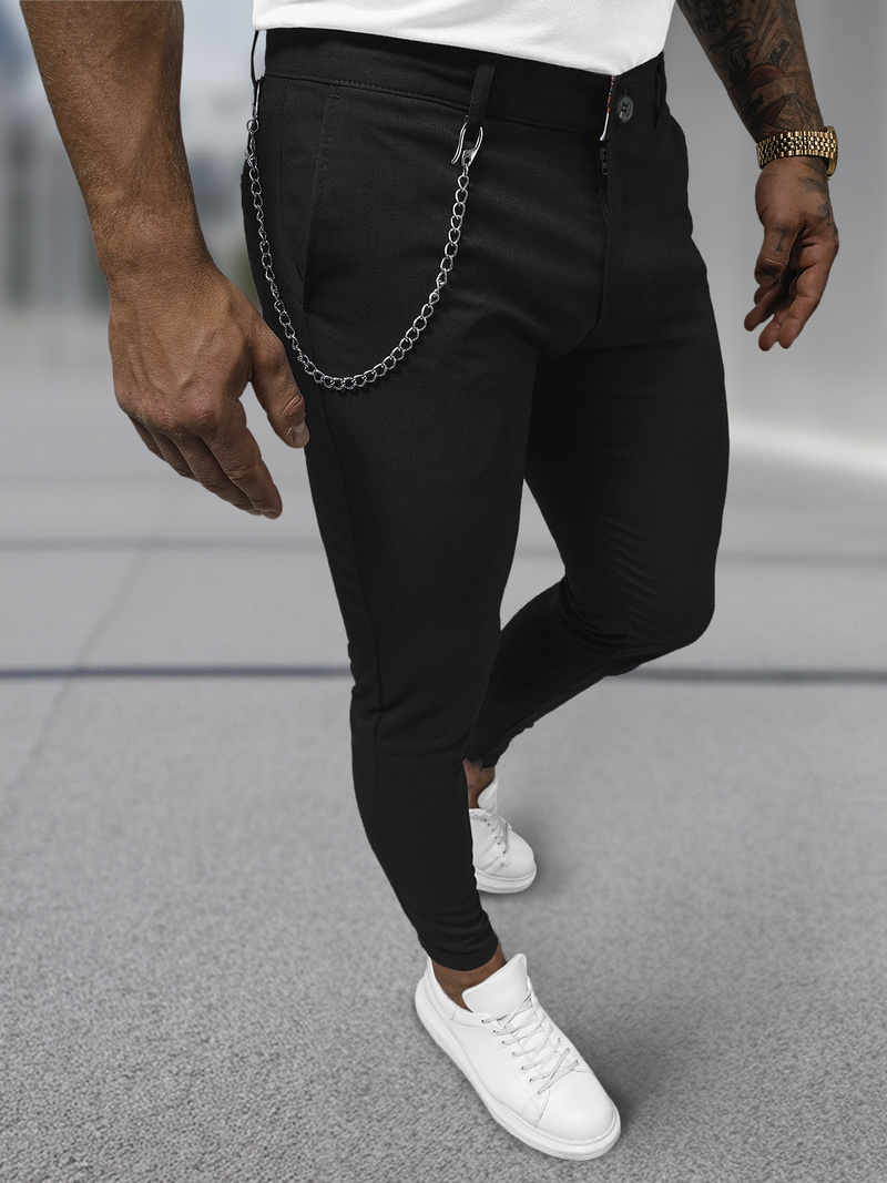 Ανδρικό παντελόνι chino μαύρο OZONEE DJ/3300