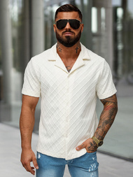 Ανδρικό πουκάμισο με κοντό μανίκι eκρού OZONEE O/B2257