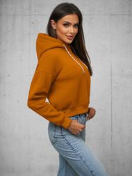 Γυναικείο φούτερ με κουκούλα κάμελ OZONEE O/12102