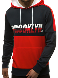 Ανδρικό Φούτερ με Κουκούλα ναυτικό μπλε-Κόκκινο OZONEE JS/DD20127