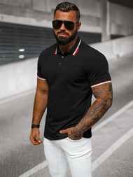 Ανδρική μπλούζα polo μαύρο OZONEE O/DA736