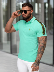 Ανδρική μπλούζα polo τυρκουάζ OZONEE O/QQ1337